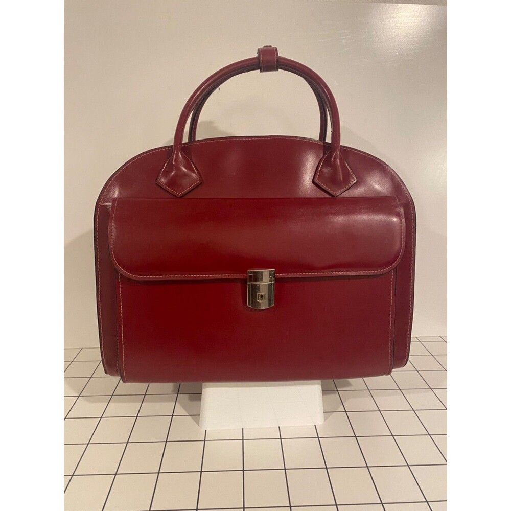 McKlein Glen Ellyn Red Leather 15" Women's Laptop Briefcase/Wheeled Roller